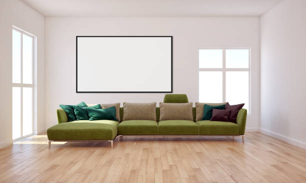 istock Large luxury modern bright interiors Living room mockup illustration 3D rendering image 2155757613
