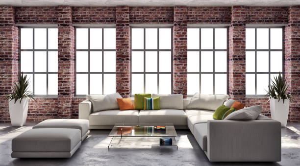 istock Large luxury modern bright interiors Living room mockup illustration 3D rendering image 2155757686