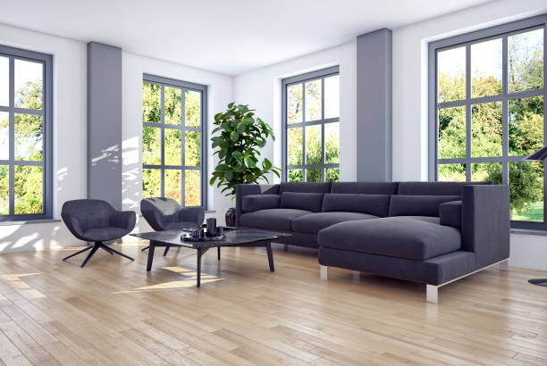 istock Large luxury modern bright interiors Living room mockup illustration 3D rendering image 2155757748