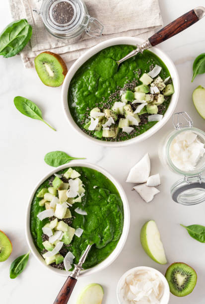 istock Healthy Green Smoothie Bowl with Fresh ingredients 2155759488