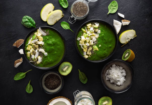 istock Healthy Green Smoothie Bowl with Fresh ingredients 2155759709