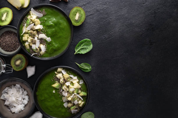istock Healthy Green Smoothie Bowl with Fresh ingredients 2155759811