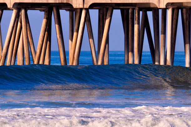 istock Clear Blue Wave at Huntington Beach Pier 2155762947