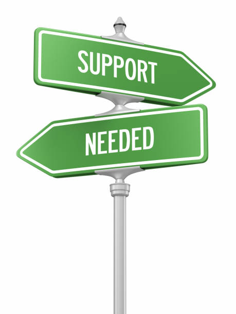 istock Help and support road sign isolated on white background 2155768011