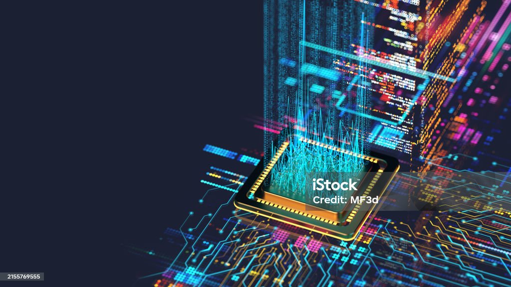 Artificial Intelligence, concept CPU - quantum computing - 免版稅技術圖庫照片 Artificial Intelligence, concept CPU - quantum computing - 免版稅技術圖庫照片