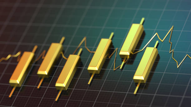 istock Golden candlestick bars business graph concept 2155769557