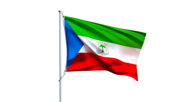 Waving flag of equatorial guinea isolated on transparent background.