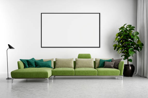 istock Large luxury modern bright interiors Living room mockup illustration 3D rendering image 2155774114