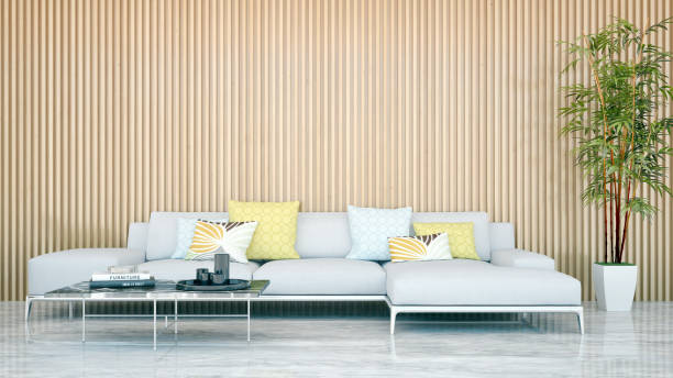 istock Large luxury modern bright interiors Living room mockup illustration 3D rendering image 2155774143