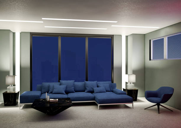 istock Large luxury modern bright interiors Living room mockup illustration 3D rendering image 2155774177