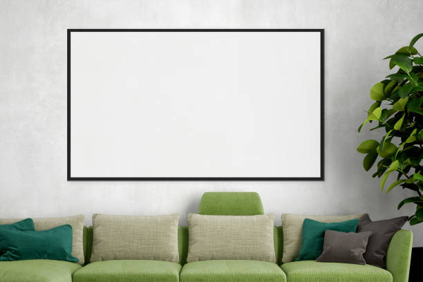 istock Large luxury modern bright interiors Living room mockup illustration 3D rendering image 2155774249