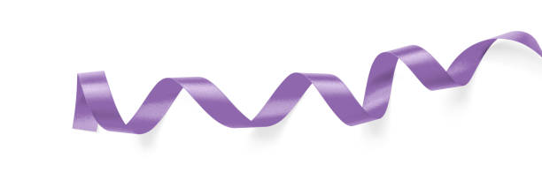 istock Purple satin ribbon mulberry lavender bow scroll isolated on white background with clipping path for holiday and wedding card confetti design decoration 2155774877