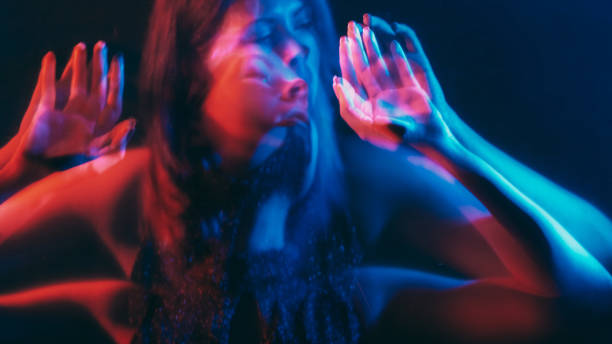 Split personality blur silhouette delusional woman