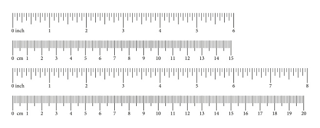 1520センチメートル68インチの目盛りとマークアップと数字のセットメートル法インペリアル単位の測定チャート距離高さ長さの測定ツール