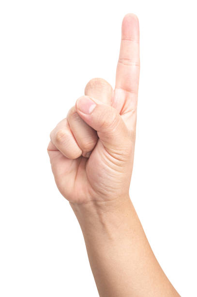 istock Male hand show finger number one isolated on white background. 2155784913