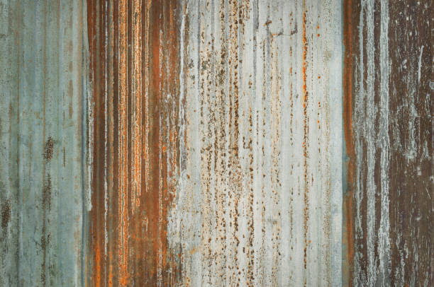 istock Old zinc wall texture background, rusty on galvanized metal panel sheeting. 2155787606