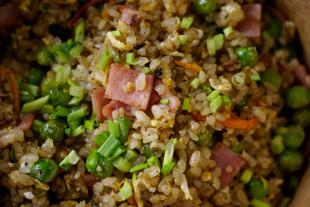 istock Closed up of mixed fried rice bowl with veggies and beans 2155790116