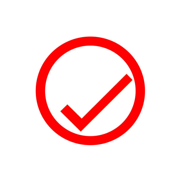 Check mark or checked sign with red coloured close up view