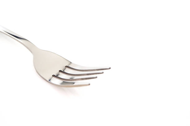 Silver fork isolated on white background.