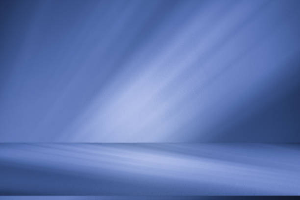 istock Wall interior background, studio, and backdrops show products. with shadow leaf from window color white and blue light. background for text insertion and presentation of product 2155801038