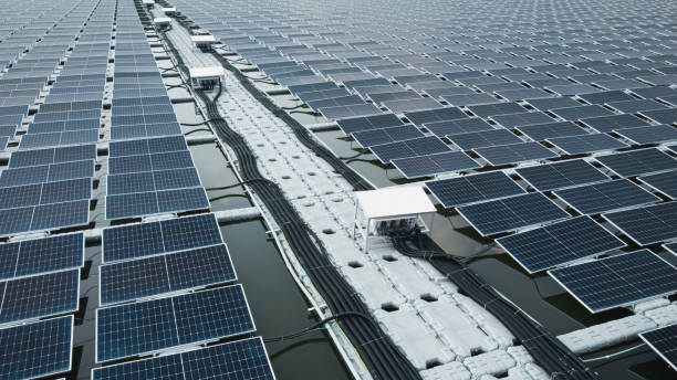 istock Floating solar panels that generate green, renewable energy. 2155801540