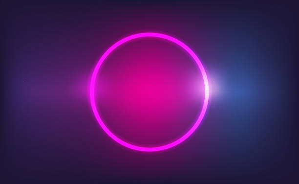 istock a circle with purple lights in the middle, neon pink circle with light on dark background, 2155805143