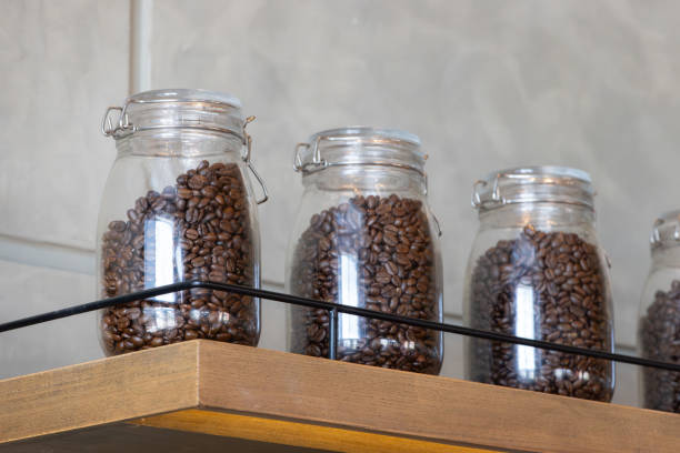 Coffee beans in the grinder at the market
