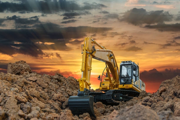 istock Crawler excavator digging the soil In the construction site. 2155807491