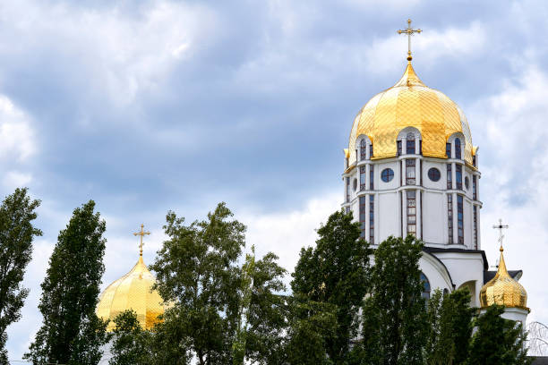 istock Easter. Christian cathedral with golden domes 2155810871