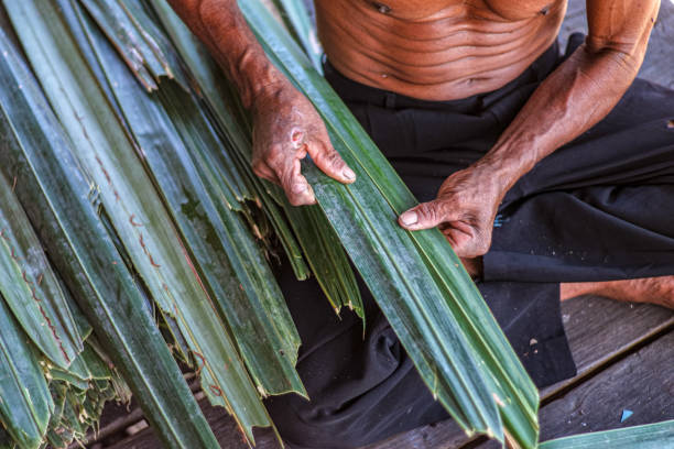 istock A Craftman who is weaving coconut leaves 2155814934
