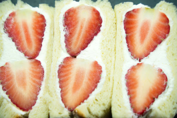 Strawberry sandwiches with a cross section visible