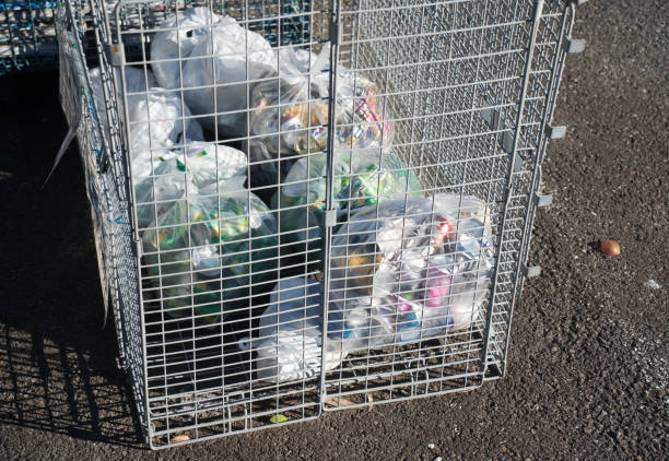 A collection point for aluminum cans that are sorted and collected