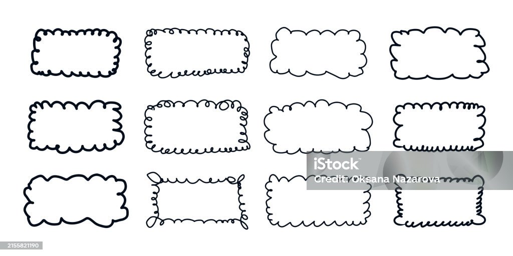 Hand Drawn Rectangle Looped Frame Set Stock Illustration - Download ...
