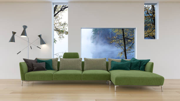 istock Large luxury modern bright interiors Living room mockup illustration 3D rendering image 2155824455