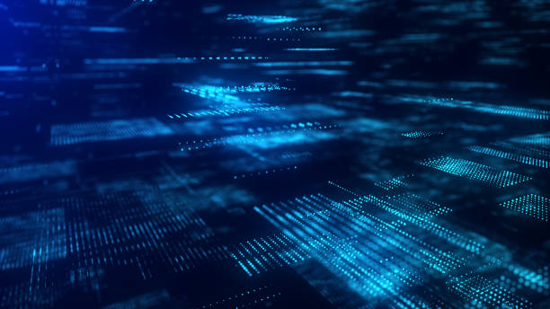 Abstract digital background. Matrix cyberspace with moving data. Technology cyber security futuristic space. Concept hacking, sorting and analysis big data. Binary code dots flow. 3d rendering. Abstract digital background. Blue matrix cyberspace with moving data. Technology cyber security futuristic space. Concept hacking, sorting and analysis big data. Binary code dots flow. 3d rendering. sorter machine stock pictures, royalty-free photos & images