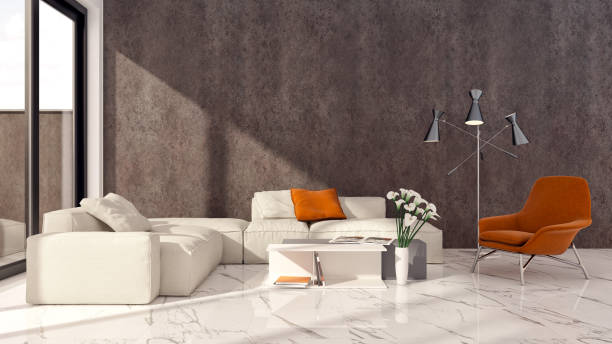 istock Large luxury modern bright interiors Living room mockup illustration 3D rendering image 2155824696