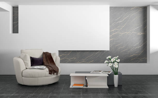 istock Large luxury modern bright interiors Living room mockup illustration 3D rendering image 2155824785