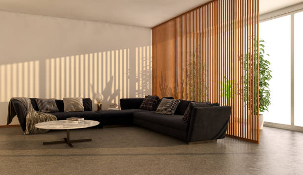 istock Large luxury modern bright interiors Living room mockup illustration 3D rendering image 2155825144