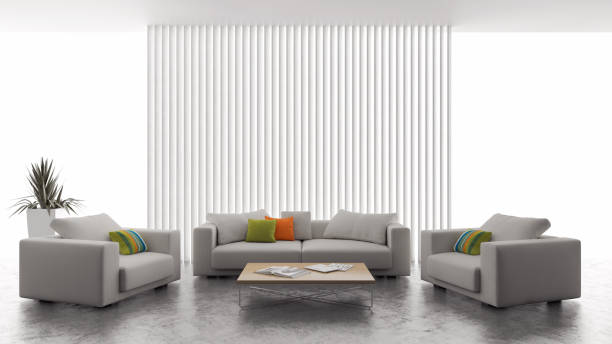 istock Large luxury modern bright interiors Living room mockup illustration 3D rendering image 2155825704