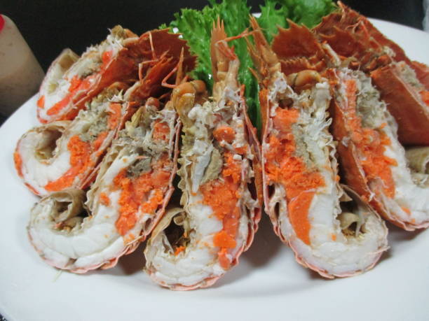 istock Delicious boiled salted shrimp with eggs served at a seaside inn 2155826127
