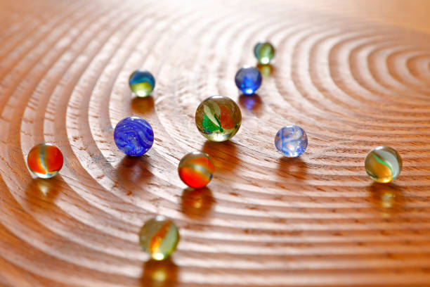 colored marbles with White background