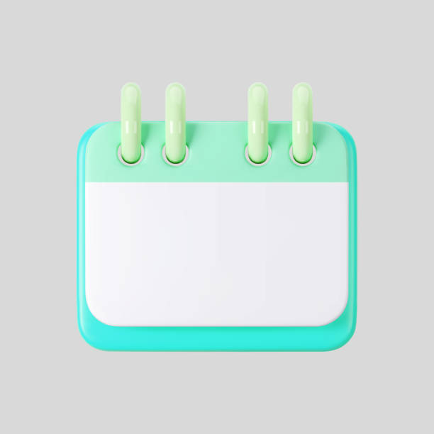 istock 3d blue calendar icon with flipping pages and rings isolated on gray background. Render of daily schedule planner. Calendar events plan, work planning concept. 3d cartoon simple vector illustration 2155827584