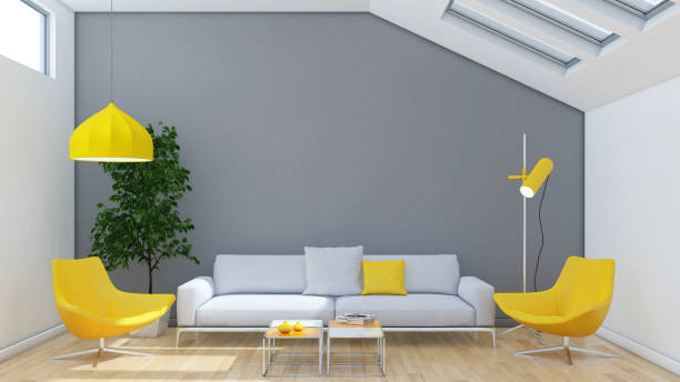 istock Large luxury modern bright interiors Living room mockup illustration 3D rendering image 2155828175
