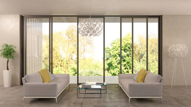 istock Large luxury modern bright interiors Living room mockup illustration 3D rendering image 2155828297