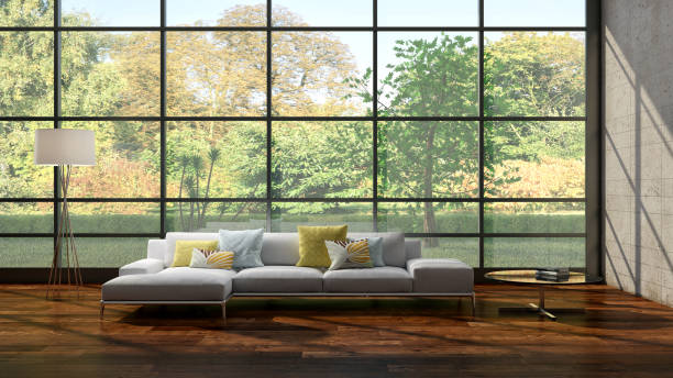 istock Large luxury modern bright interiors Living room mockup illustration 3D rendering image 2155828880
