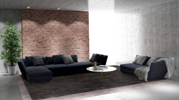 istock Large luxury modern bright interiors Living room mockup illustration 3D rendering image 2155829150