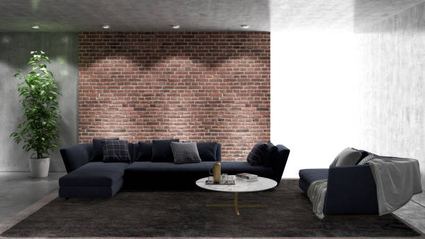 istock Large luxury modern bright interiors Living room mockup illustration 3D rendering image 2155829584
