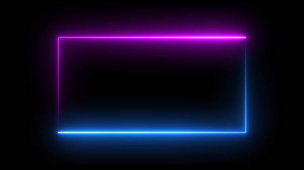 istock Glowing line frame web neon box pattern. neon blue and pink lights wiggle on black background. Abstract background web neon box pattern, LED flashing lights. 2155830427