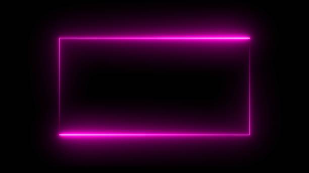istock Glowing line frame web neon box pattern. neon pink lights wiggle on black background. Abstract background web neon box pattern, LED flashing lights. 2155830452