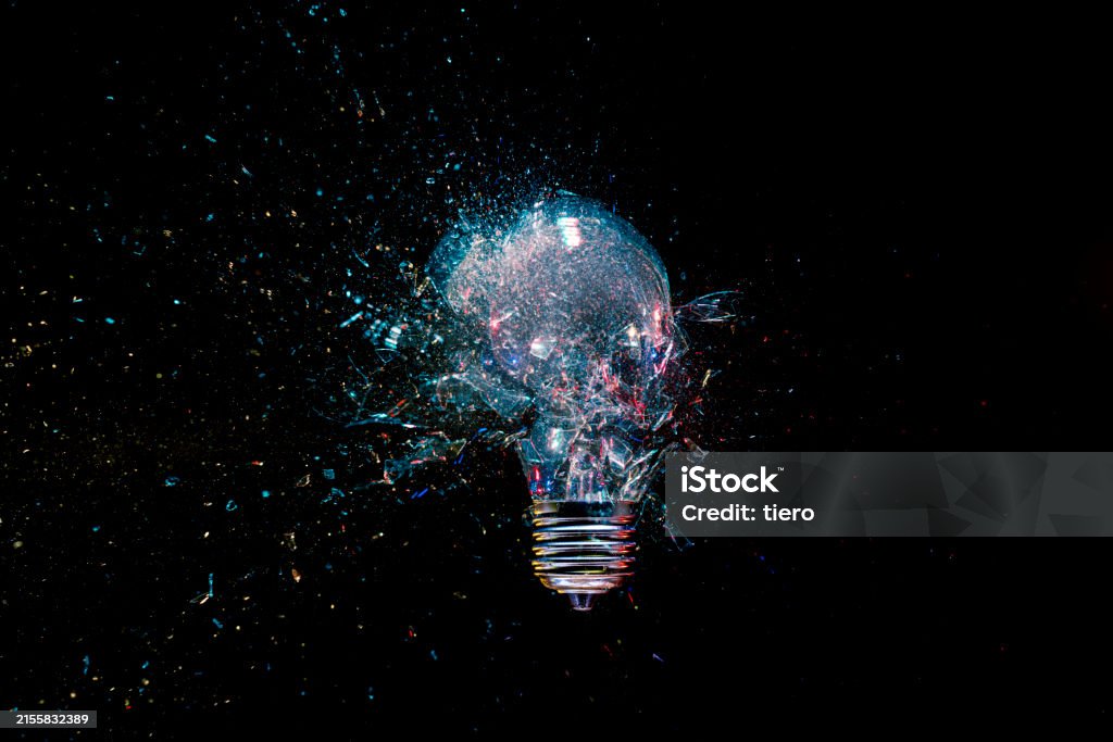 Thinbg Exploding Lightbulb Is Exploding Stock Photo - Download Image Now - Impact ...